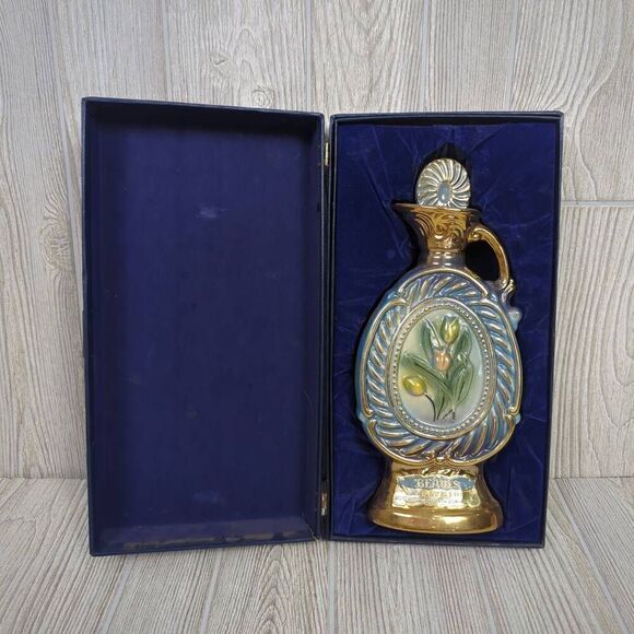 Jim Beam 1973 Tulip Kentucky Bourbon Whiskey 175 Month Decanter with Box Empty - Picture 2 of 11